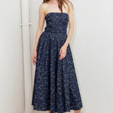 MOONDUST GARDEN DENIM MIDI DRESS