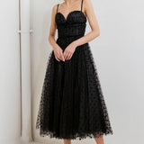 HEART DOT BALLET TULLE MIDI DRESS