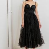 HEART DOT BALLET TULLE MIDI DRESS