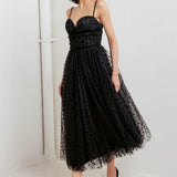 HEART DOT BALLET TULLE MIDI DRESS