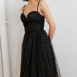 HEART DOT BALLET TULLE MIDI DRESS