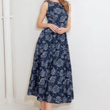 DUSK ROSE WOVEN DENIM MIDI DRESS
