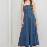 MIDNIGHT STRUCTURE DENIM MIDI DRESS