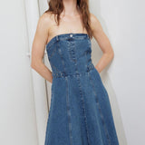 MIDNIGHT STRUCTURE DENIM MIDI DRESS