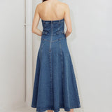 MIDNIGHT STRUCTURE DENIM MIDI DRESS