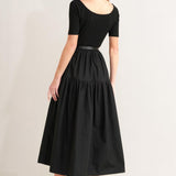SADDLE BREEZE BLACK MIDI DRESS