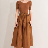 SADDLE BREEZE RUST MIDI DRESS