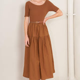 SADDLE BREEZE RUST MIDI DRESS