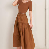 SADDLE BREEZE RUST MIDI DRESS