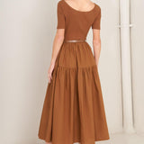 SADDLE BREEZE RUST MIDI DRESS