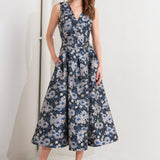 LUX BLOOMING WOVEN JACQUARD MIDI DRESS