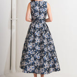 LUX BLOOMING WOVEN JACQUARD MIDI DRESS