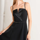 MIDNIGHT TUX WOVEN MIDI DRESS