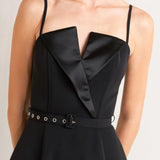 MIDNIGHT TUX WOVEN MIDI DRESS