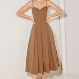 SUNSET SILHOUETTE WOVEN MIDI DRESS