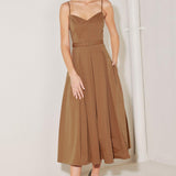 SUNSET SILHOUETTE WOVEN MIDI DRESS