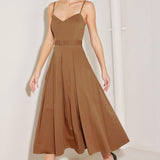 SUNSET SILHOUETTE WOVEN MIDI DRESS