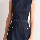 MODERN DARK DENIM MIDI DRESS