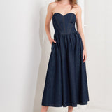 VINTAGE SIREN DENIM MIDI DRESS