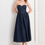 VINTAGE SIREN DENIM MIDI DRESS