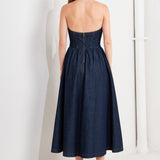 VINTAGE SIREN DENIM MIDI DRESS