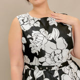 SILENT HEART BLACK WOVEN MIDI DRESS