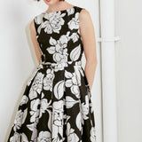 SILENT HEART BLACK WOVEN MIDI DRESS