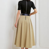 SCULPTED GRACE SWEATER WOVEN TOP AND SKIRT DRESS