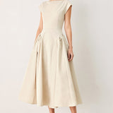 POLISHED OCCASION WOVEN MIDI DRESS