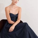 URBAN CORSET DENIM MIDI DRESS