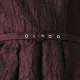 BURGUNDY COUTURE SWAY WOVEN MIDI DRESS
