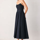 PARTY MUSE DENIM MIDI DRESS