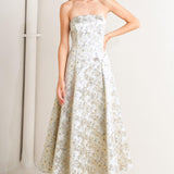 PASTEL BLOOM WOVEN JACQUARD MIDI DRESS
