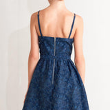 NAVY ROMANCE WOVEN JACQUARD MINI DRESS