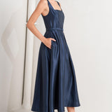 FEMME SILHOUETTE WOVEN MIDI DRESS