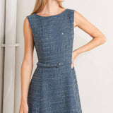 VINTAGE VIBE BOUCLÉ WOVEN TWEED MIDI DRESS
