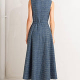 VINTAGE VIBE BOUCLÉ WOVEN TWEED MIDI DRESS