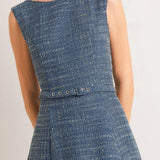 VINTAGE VIBE BOUCLÉ WOVEN TWEED MIDI DRESS