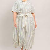 SUNDAY STRIPE WOVEN MIDI DRESS