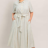 SUNDAY STRIPE WOVEN MIDI DRESS