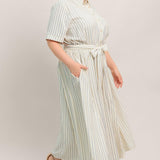 SUNDAY STRIPE WOVEN MIDI DRESS
