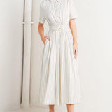 SUNDAY STRIPE WOVEN MIDI DRESS