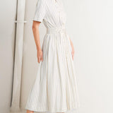 SUNDAY STRIPE WOVEN MIDI DRESS