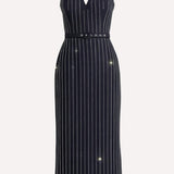 VERTICAL GRACE WOVEN MIDI DRESS