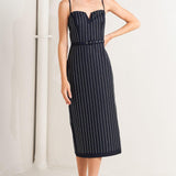 VERTICAL GRACE WOVEN MIDI DRESS