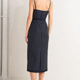 VERTICAL GRACE WOVEN MIDI DRESS