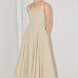 SANDSTONE SERENADE WOVEN MIDI DRESS