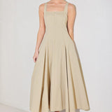 SANDSTONE SERENADE WOVEN MIDI DRESS
