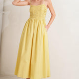 LEMON KISS WOVEN MIDI DRESS