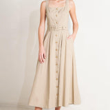 TAILORED IN SUNLIGHT WOVEN MIDI DRESS